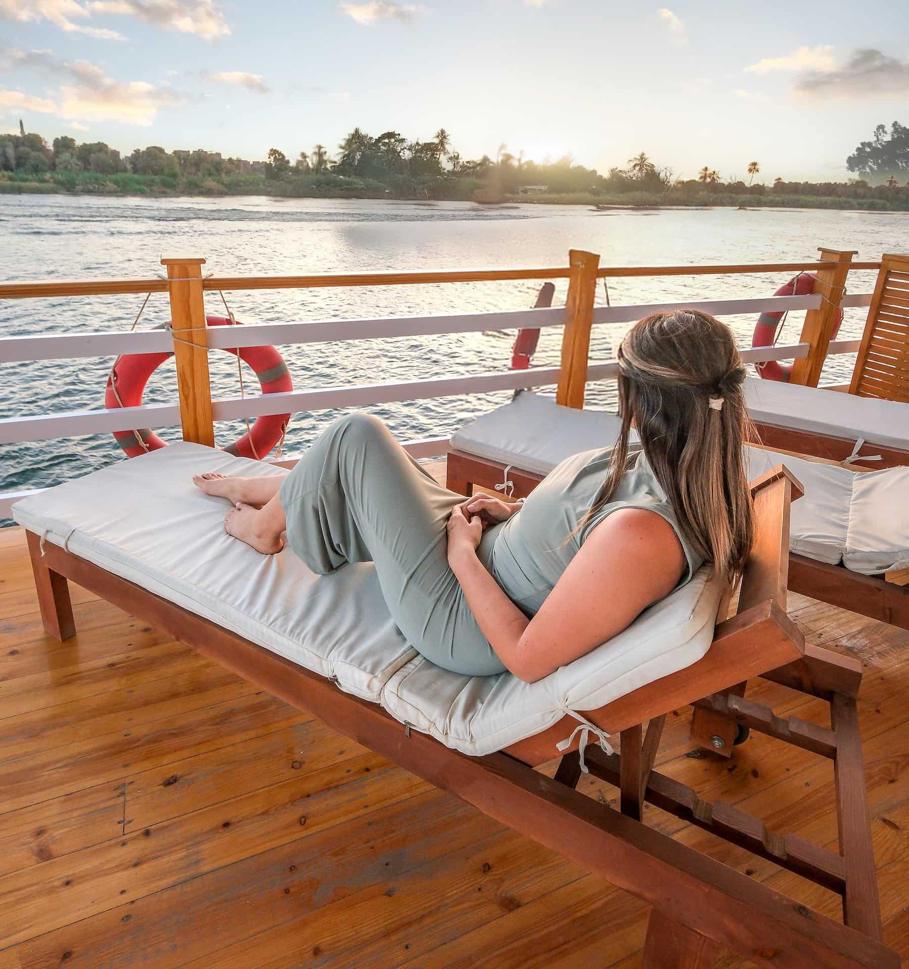 Deck of a dahabiya sailing on the Nile