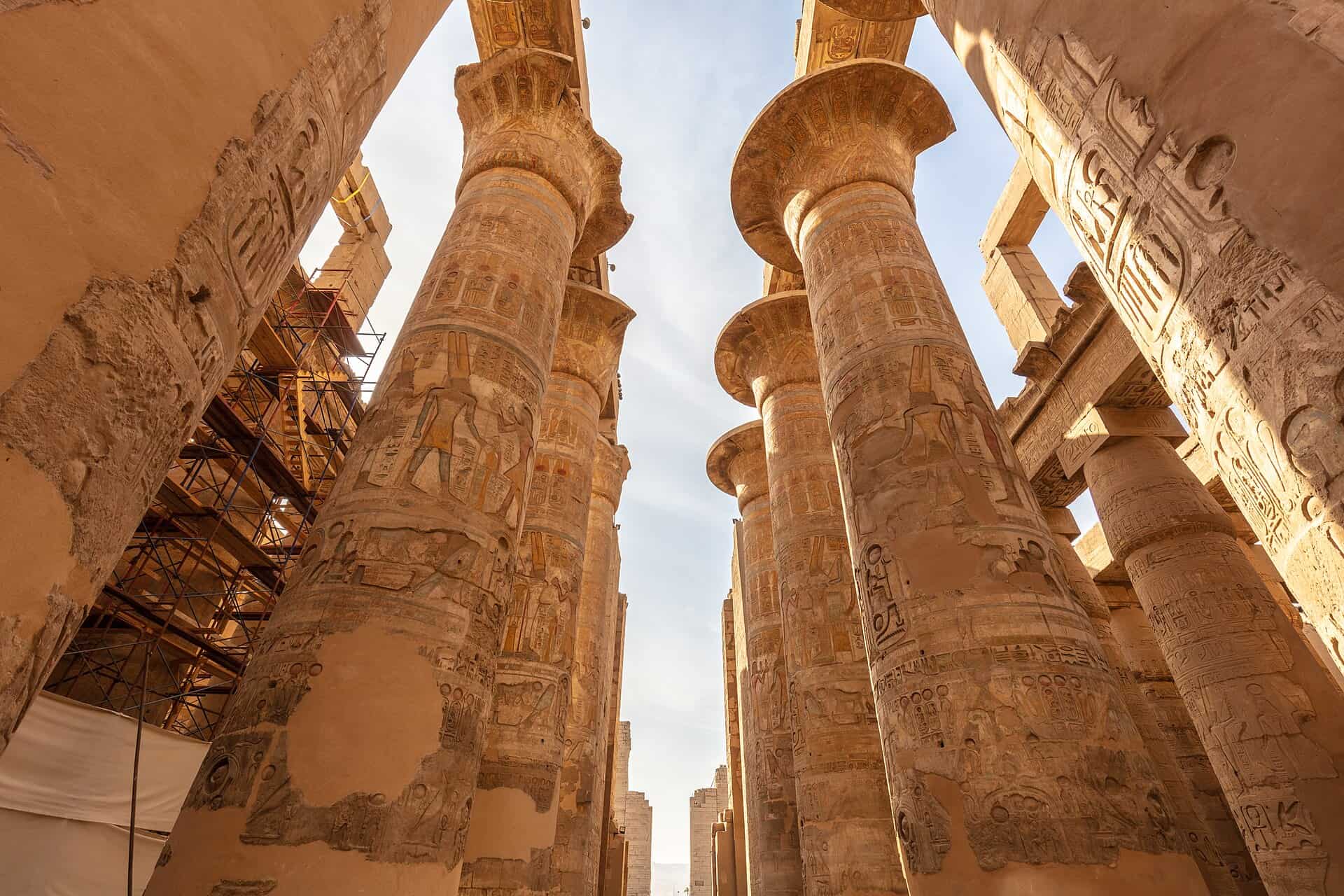Karnak Temple columns in Luxor