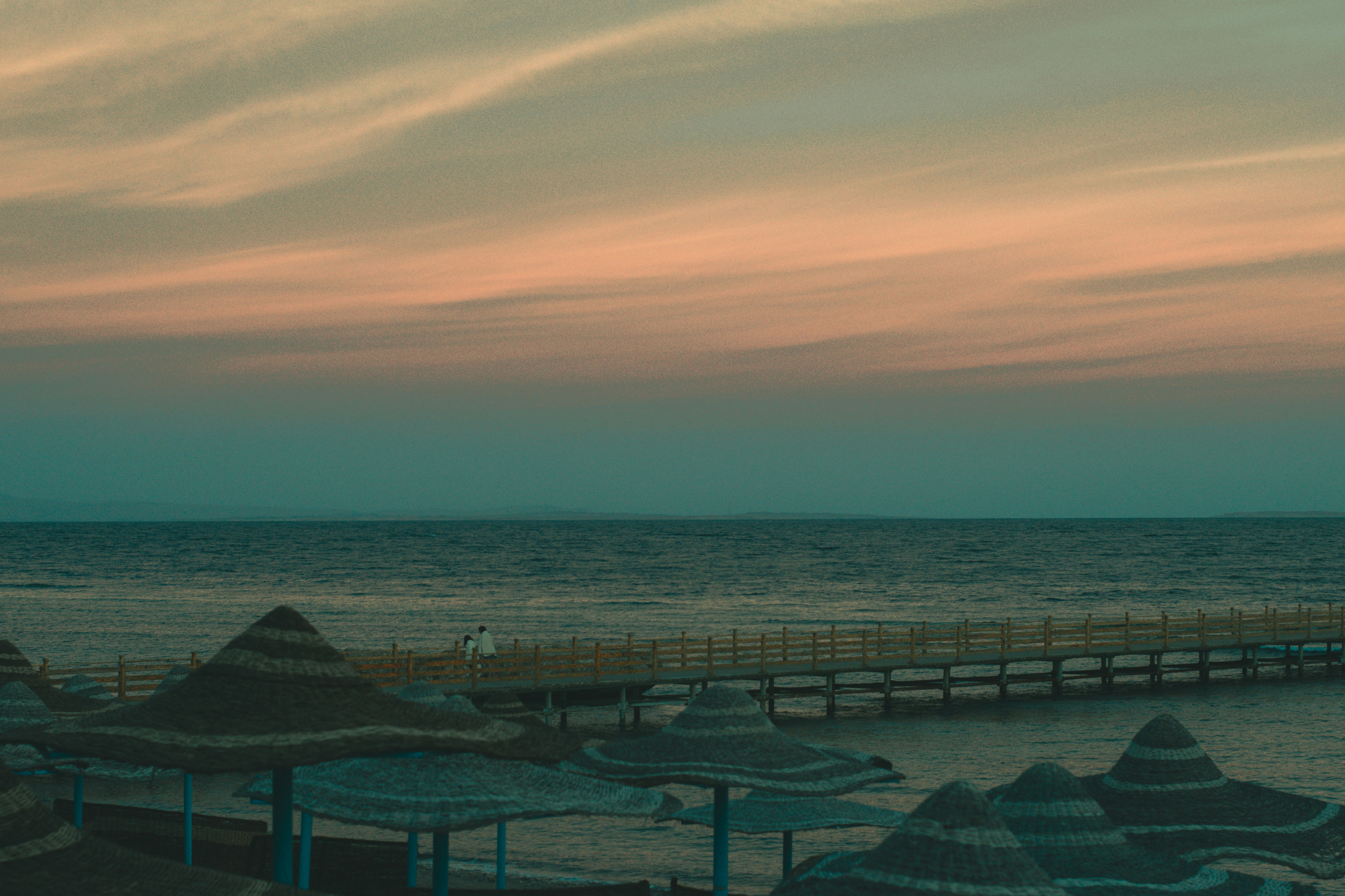 Sunset over a dock on the Red Sea