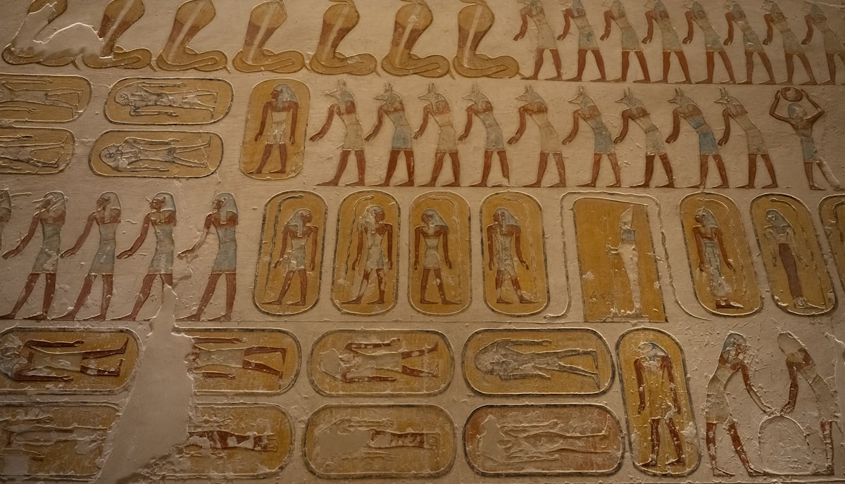 Painted tomb interior in the Valley of the Kings